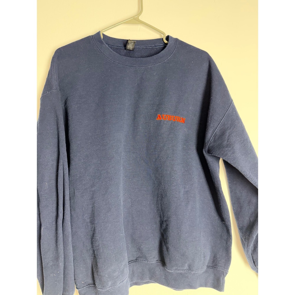 Auburn University Tigers Sweatshirt Navy Blue Embroidered Crewneck Large - Picture 3 of 7